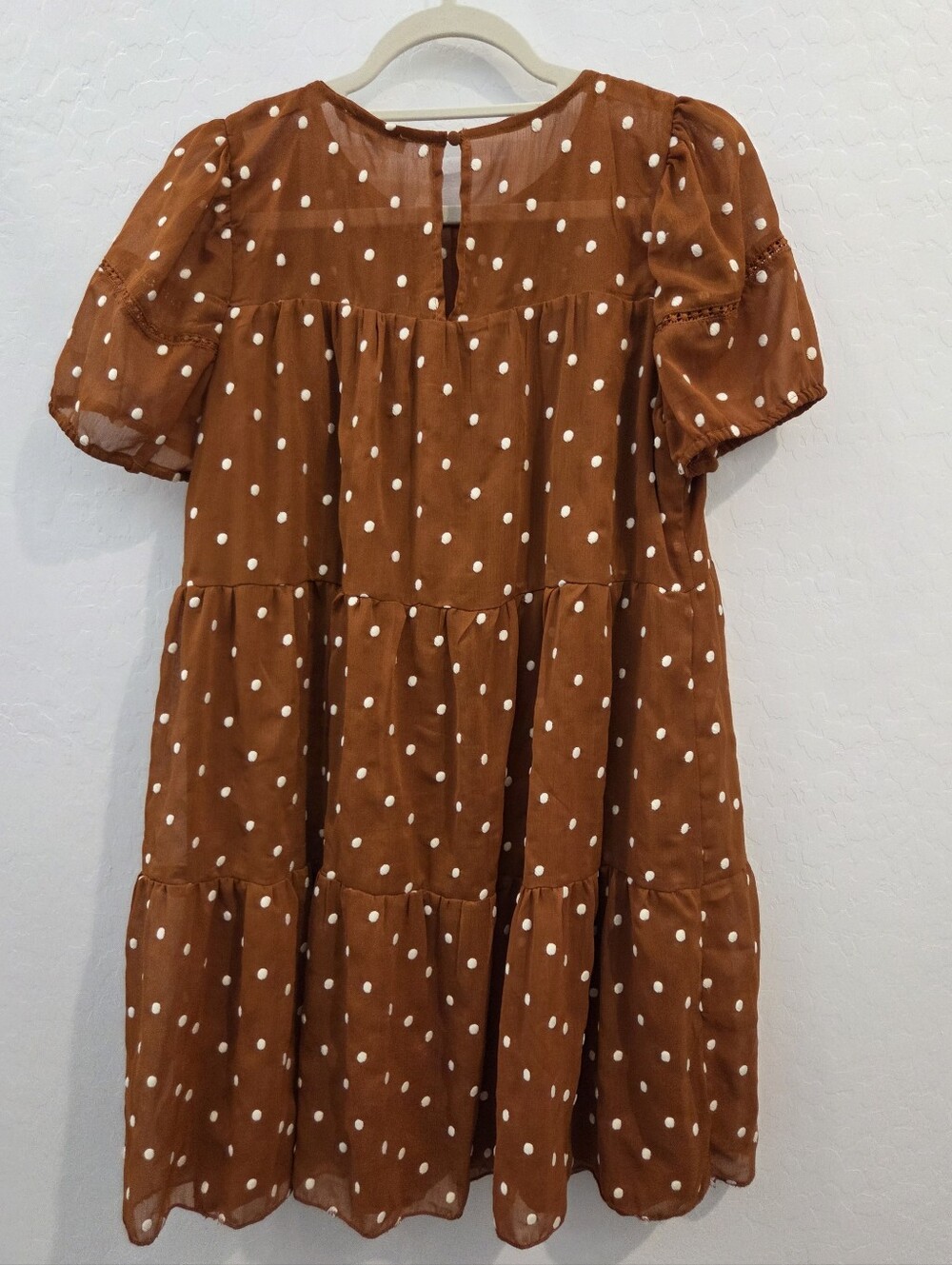 Blu Pepper Rust Polka Dot Tiered Mini Dress - Picture 3 of 6